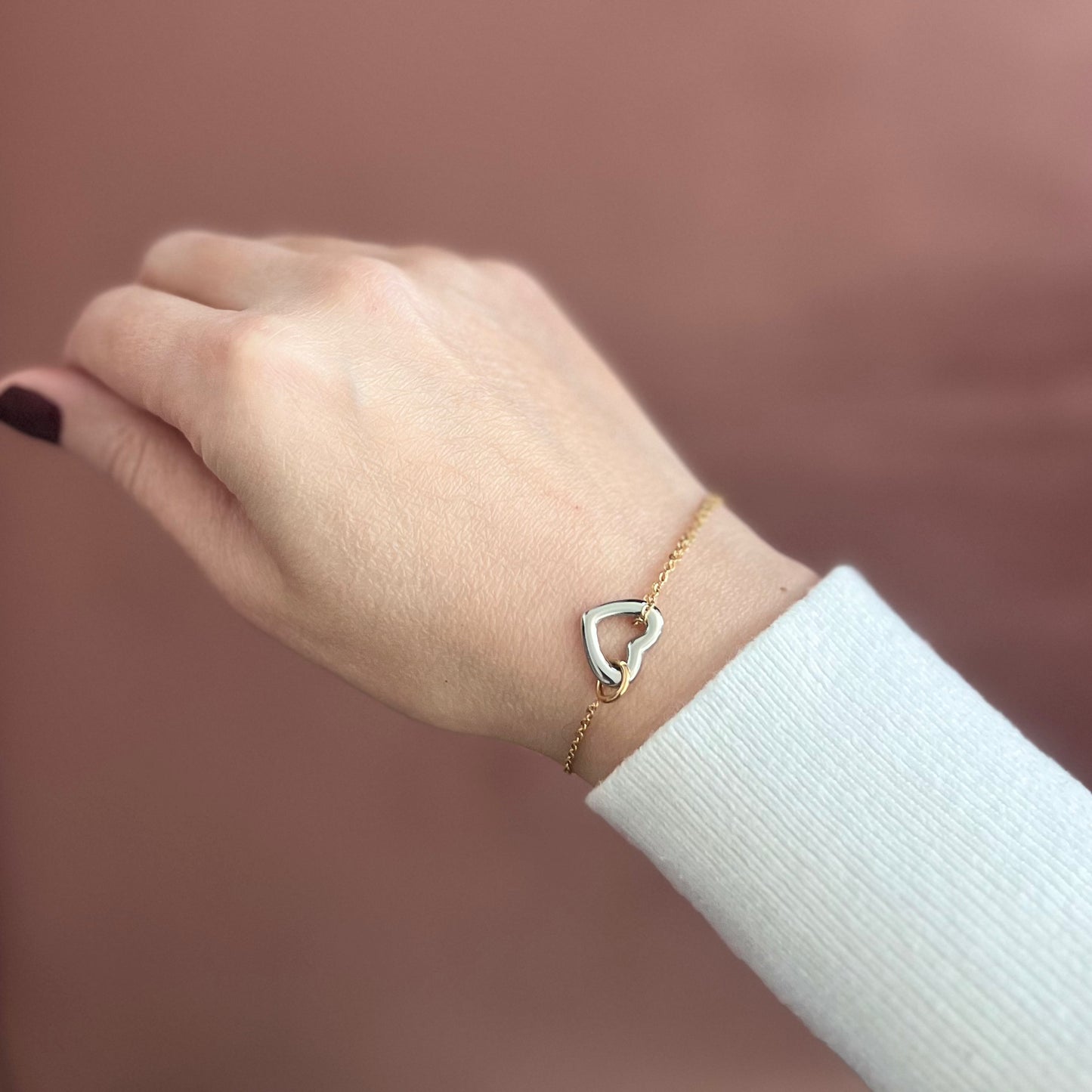 Mixed Metal Heart Bracelet