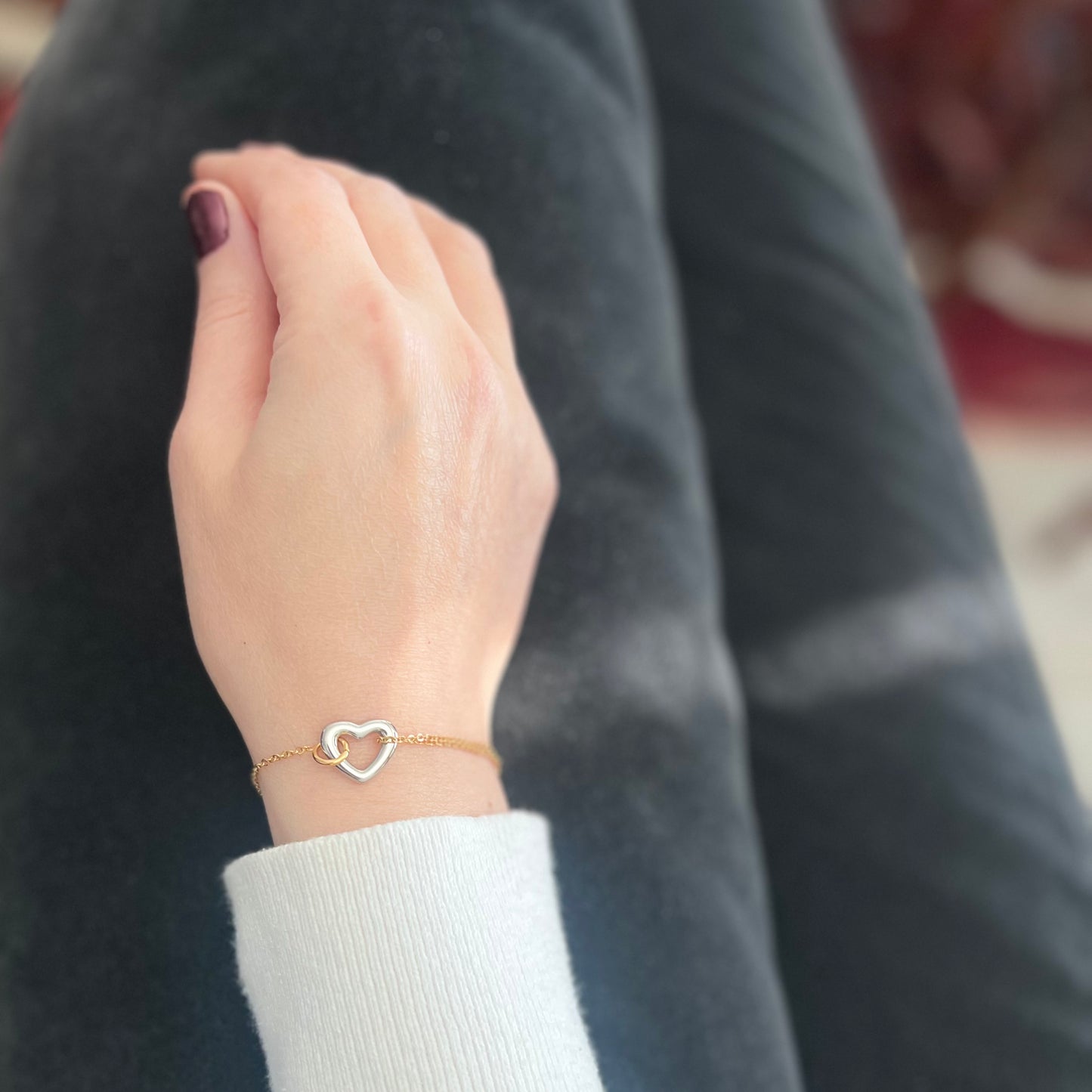 Mixed Metal Heart Bracelet