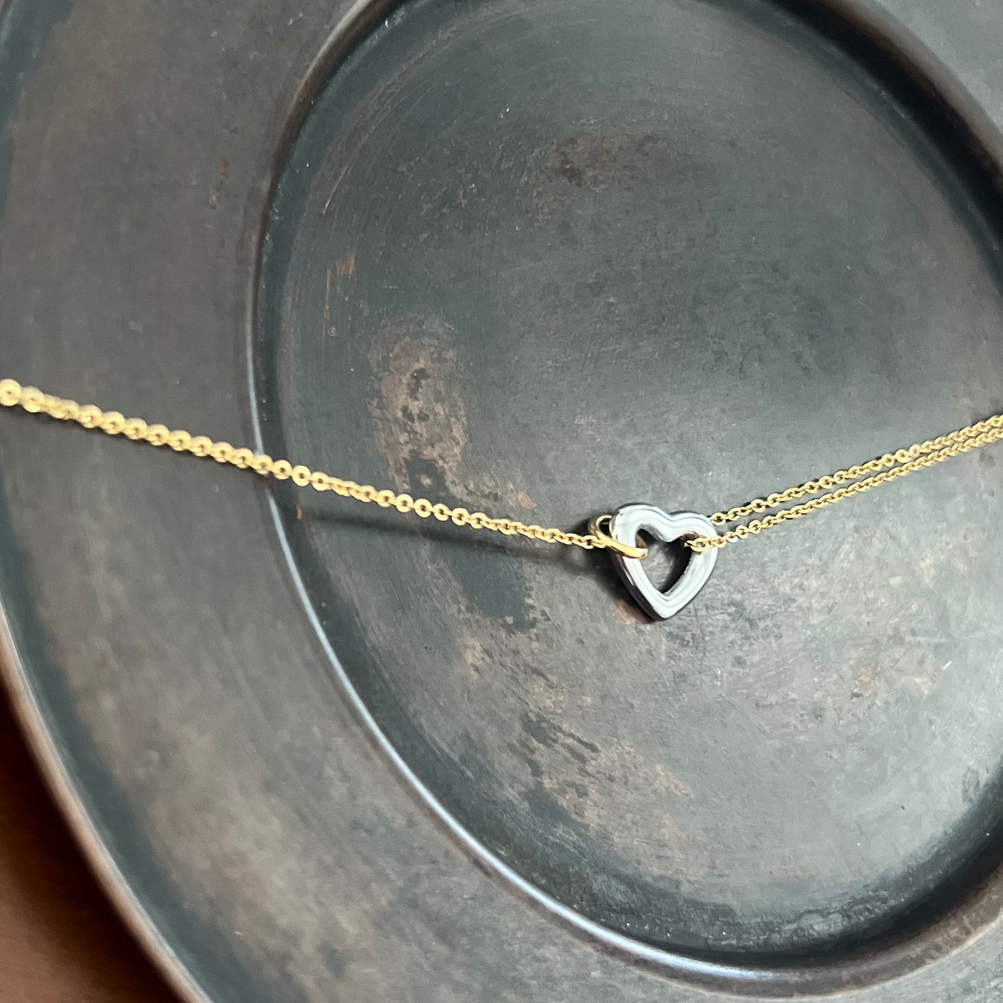 Mixed Metal Heart Bracelet