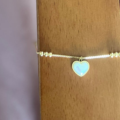 Faux Pearl Heart Anklet