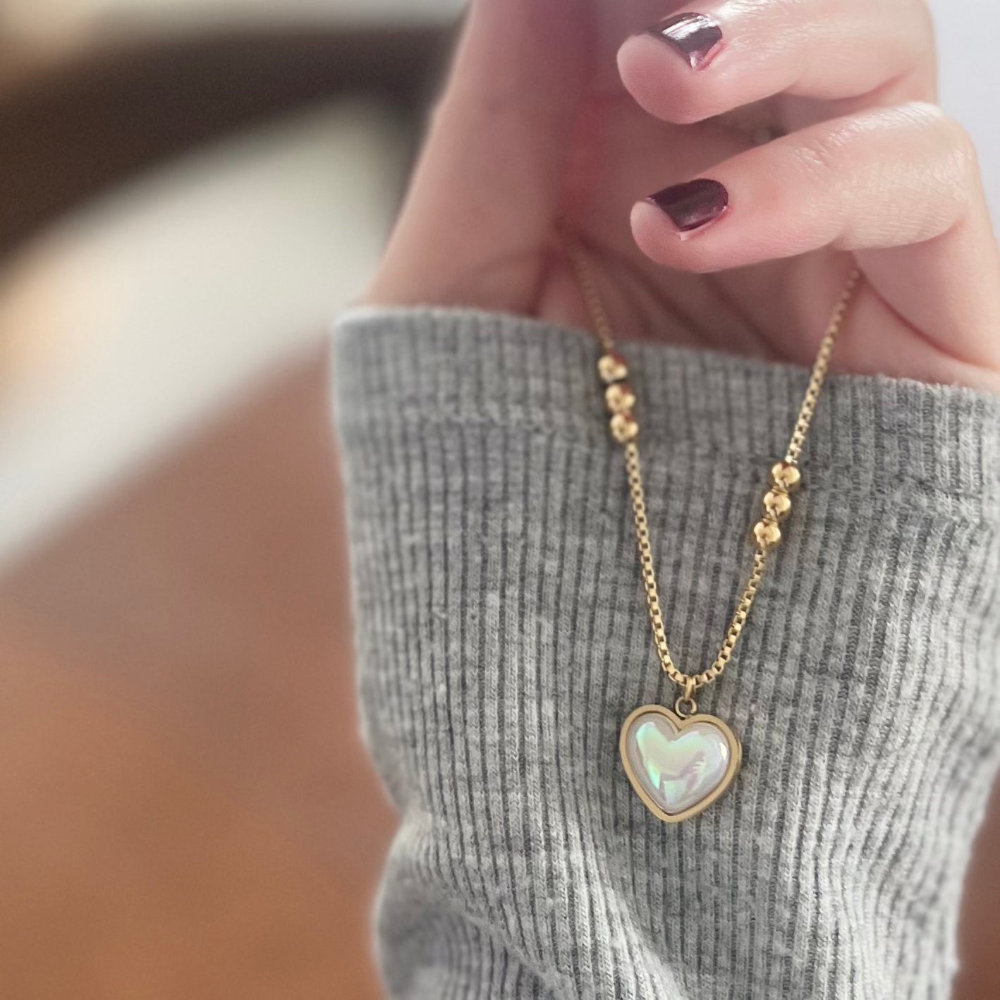 Faux Pearl Heart Anklet