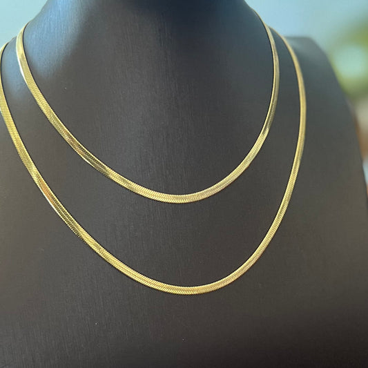 Thin Gold Herringbone Necklace (Choice of Two Lengths)