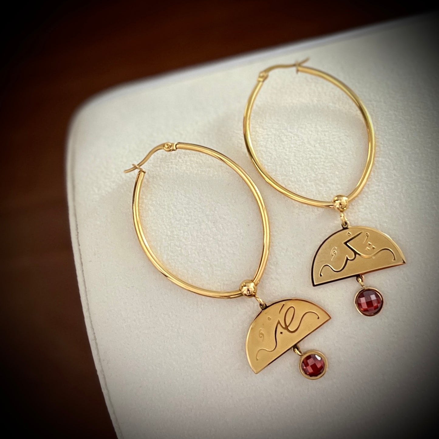 Patience and Gratitude (صابر and شكر | Sabr and Shukr) Hoop Earrings
