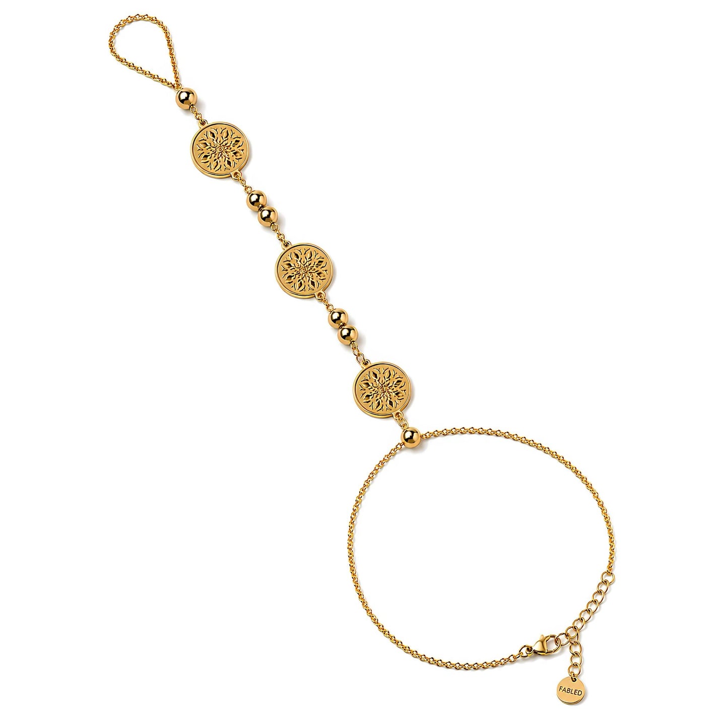 Floral Coin Hand Chain